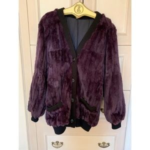 VTG Adolfo Sport button down Purple Fur Coat sz L
